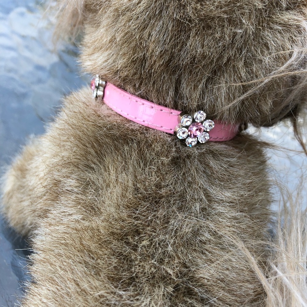 Pink Floral Bling Collar XS & S